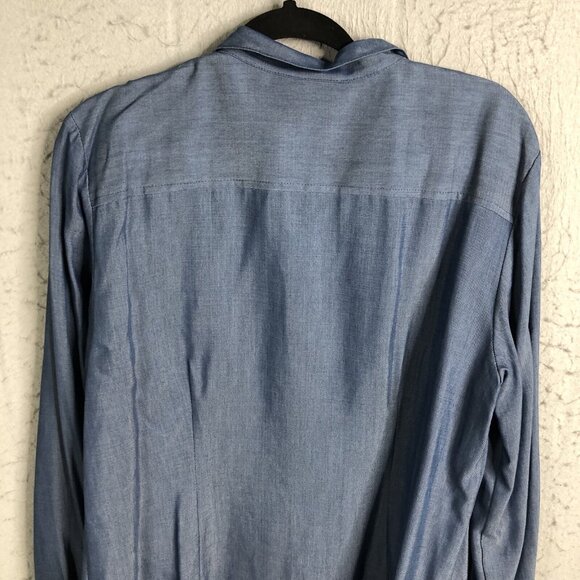 Finley Top Womens Jacket Blue Chambray Tencel Western Casual Ruffle Feminine - Picture 13 of 16